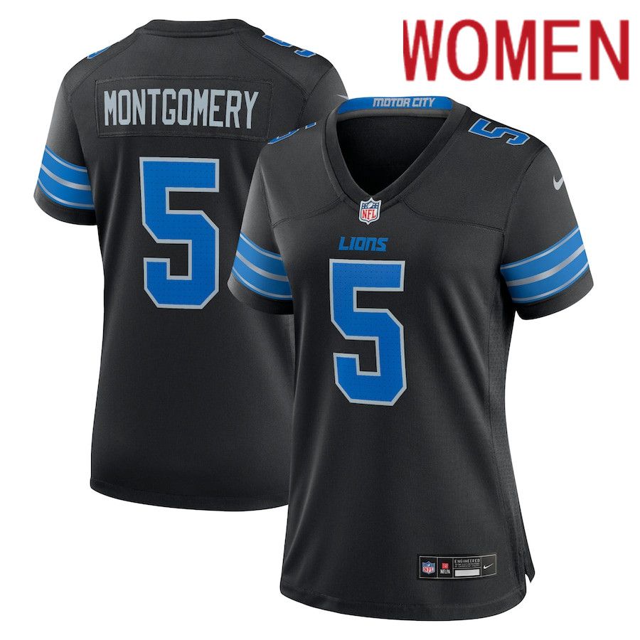 Women Detroit Lions #5 David Montgomery Nike Black 2nd Alternate Game NFL Jersey->women nfl jersey->Women Jersey
